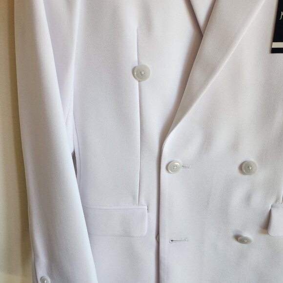 36R White Double Breasted Suit Jacket New Mens Jos A Bank Polyester Peak Lapel - Picture 13 of 17
